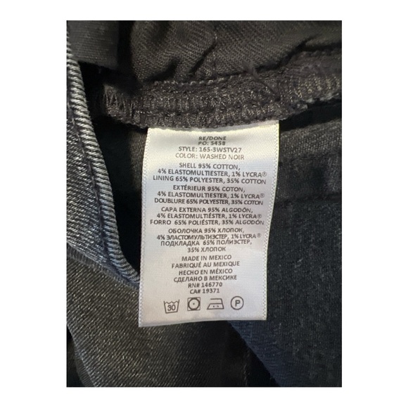 Re/Done 70s Stove Pipe Jeans in Washed Noir Size 25 WA1 - Picture 6 of 7